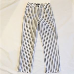 Brandy Melville white & blue striped linen pants